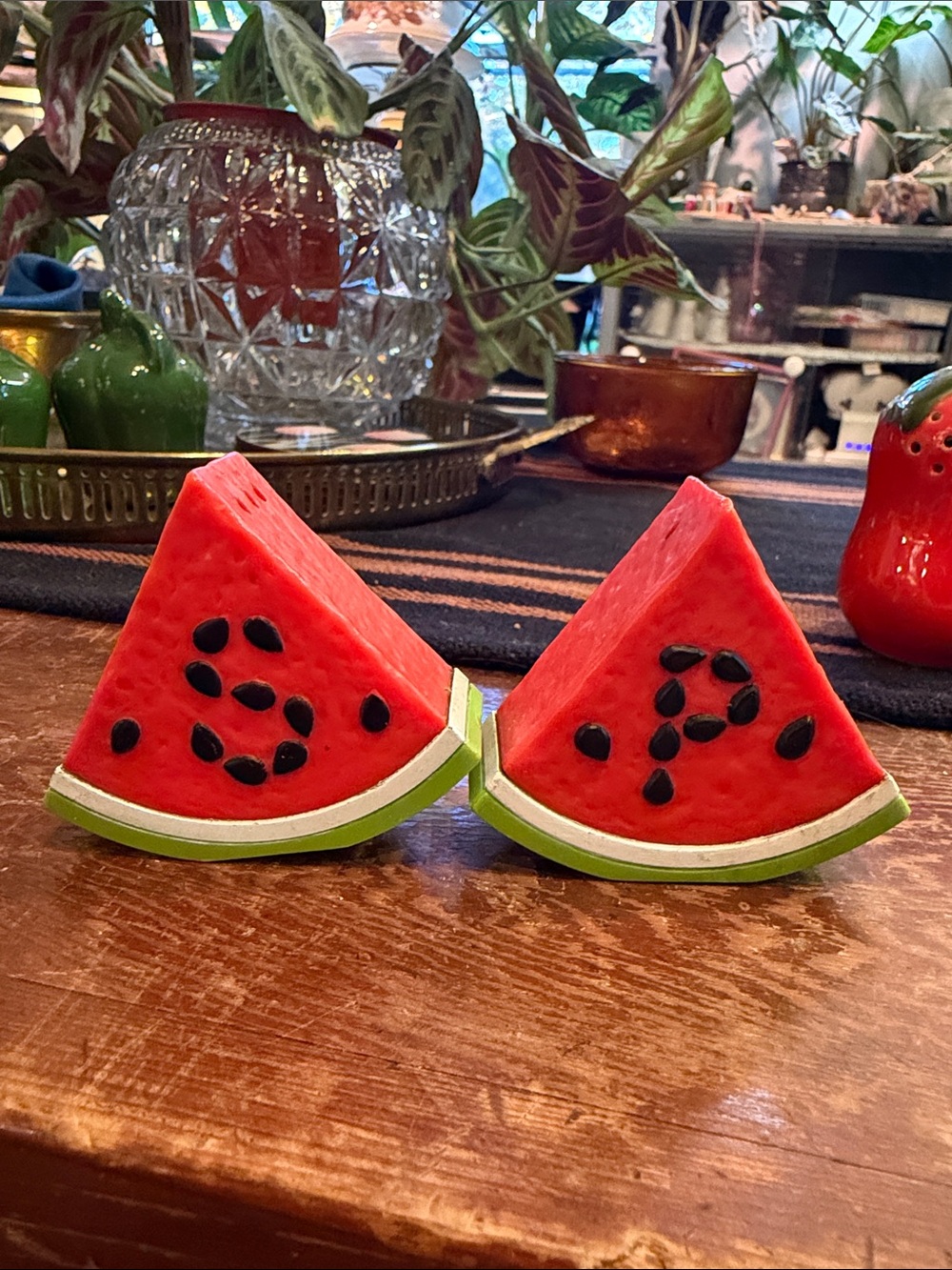 Plastic Watermelon Slice Salt & Pepper Shakers - Red